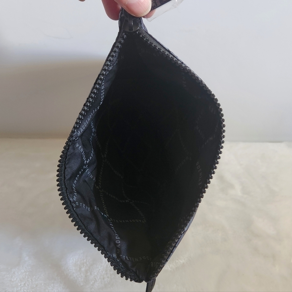Steve Madden Black Gray Monogram Logo Pouch Bag - Picture 8 of 8